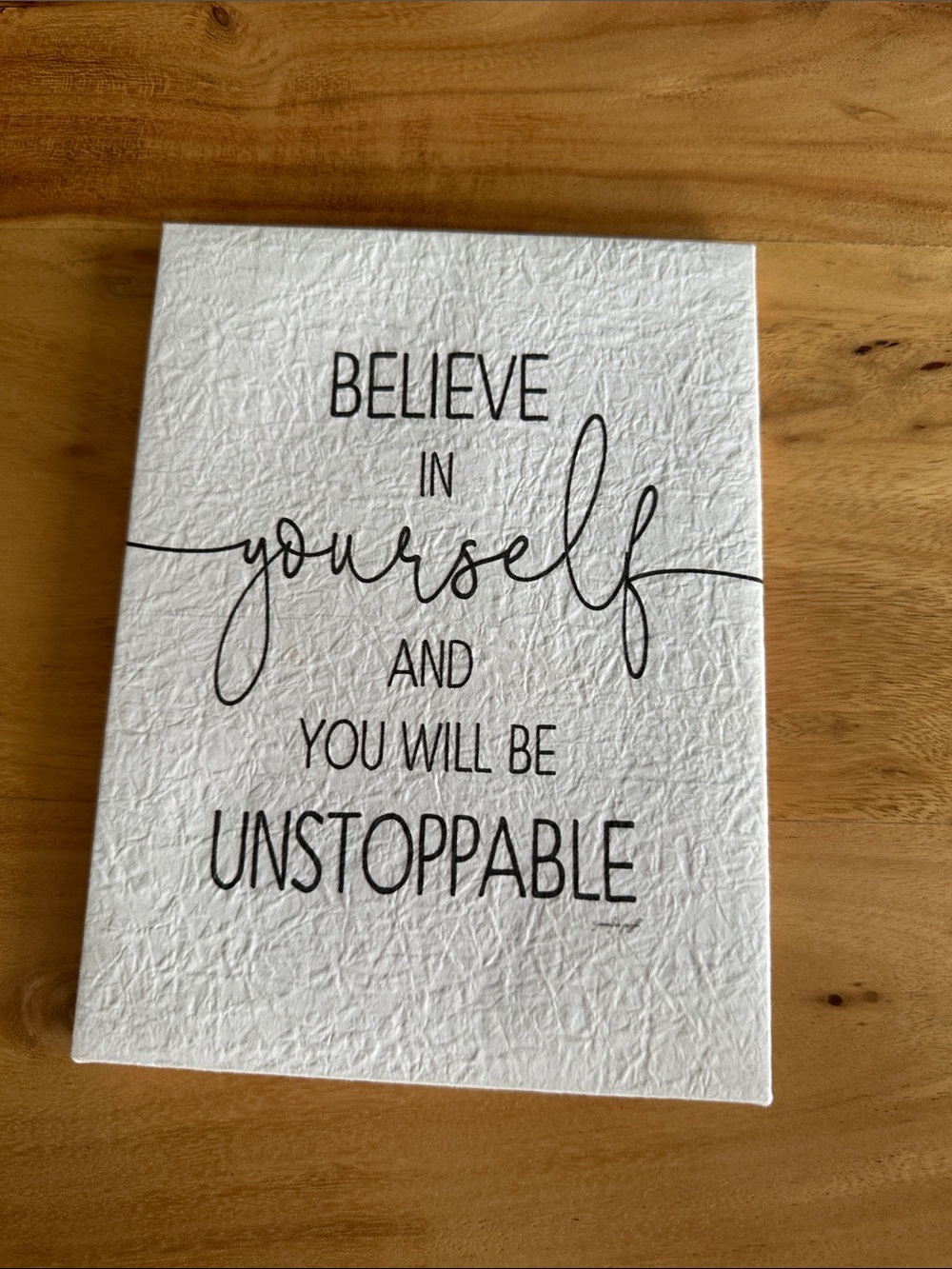 Inspirational Wall Art Canvas - "Believe in Yourself" - White & Black - Picture 1 of 2